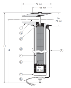 Nexans Euromold 800SA-58 Surge Arrester 2 Nexans Euromold 800SA 58 Surge Arrester Technical Drawing Image