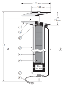 Nexans Euromold 800SA Surge Arrester Technical Drawing Image