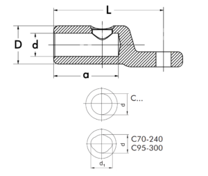 Nexans GPH Mechanical Lugs (C Series) 2 Nexans GPH Mechanical Lugs C Series Technical Drawing Image